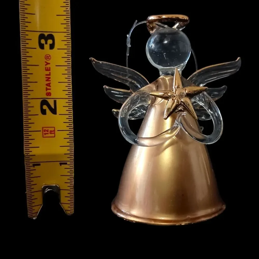 Avon Gilded‎ Glass Angel Ornament Vintage Hand Blown Hand Painted 22K Gold 1997.